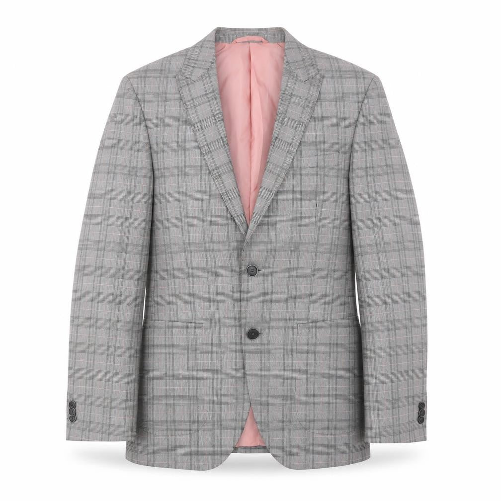 Marks & Spencer Mens Grey Plaid Polyester Jacket Suit Jacket Size 36 Regular