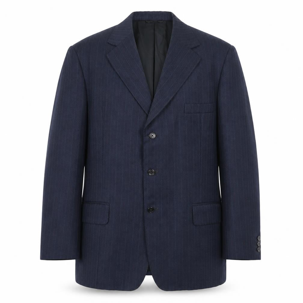 Cyril Freeman Mens Blue Striped Polyester Jacket Suit Jacket Size 38 Regular