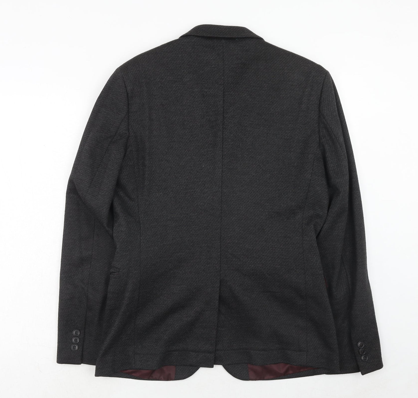 H&M Mens Black Polyester Jacket Suit Jacket Size 38 Regular