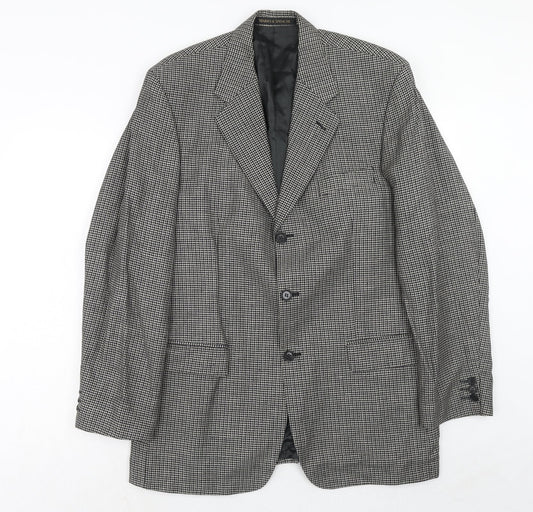 Marks and Spencer Mens Grey Geometric Wool Jacket Suit Jacket Size 40 Regular