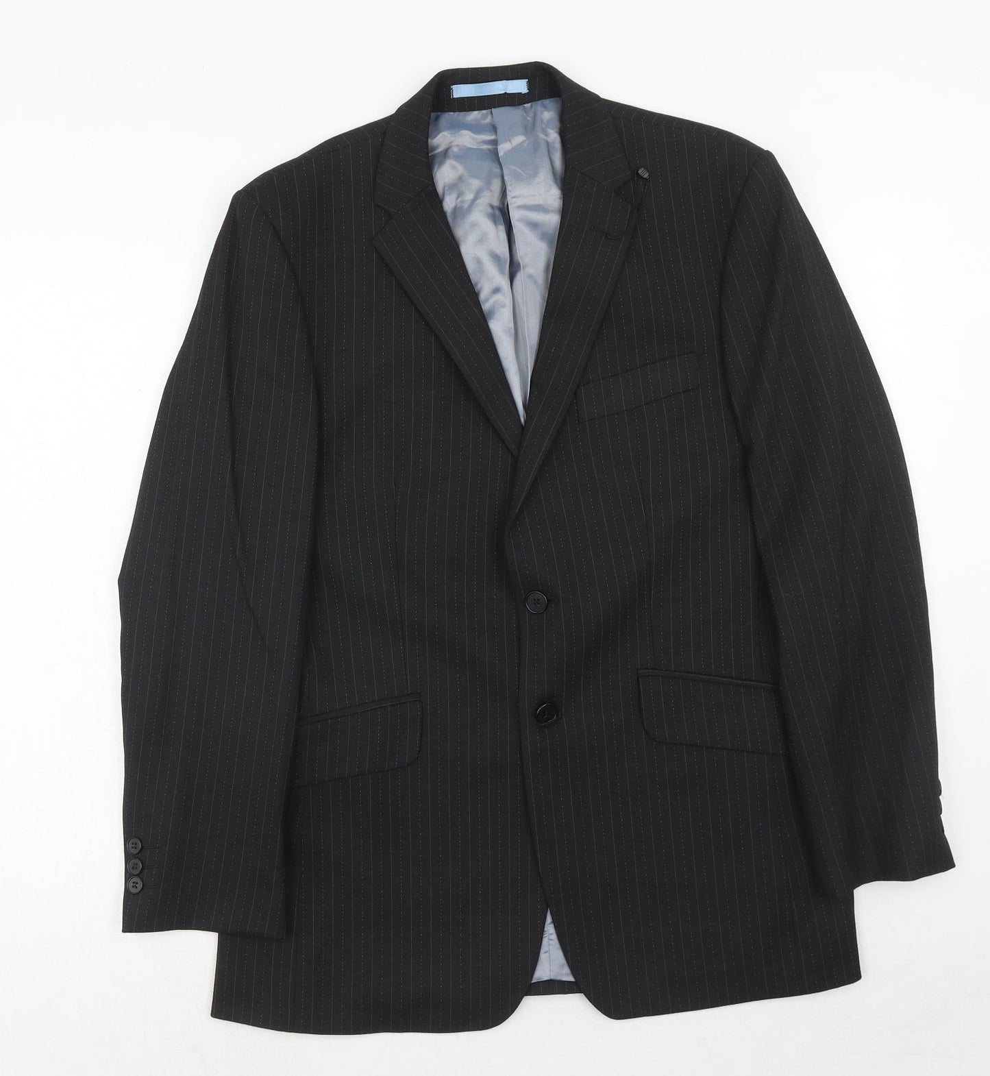 Burton Mens Black Striped Polyester Jacket Suit Jacket Size 38 Regular