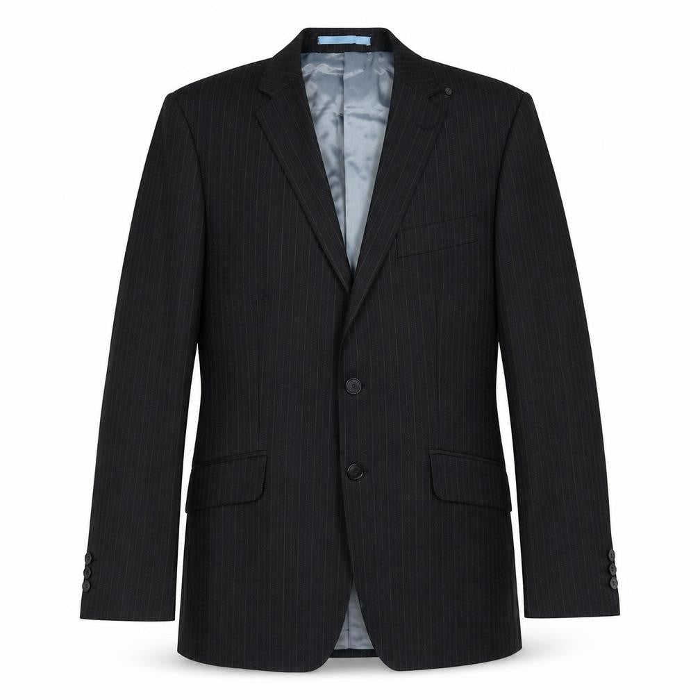Burton Mens Black Striped Polyester Jacket Suit Jacket Size 38 Regular
