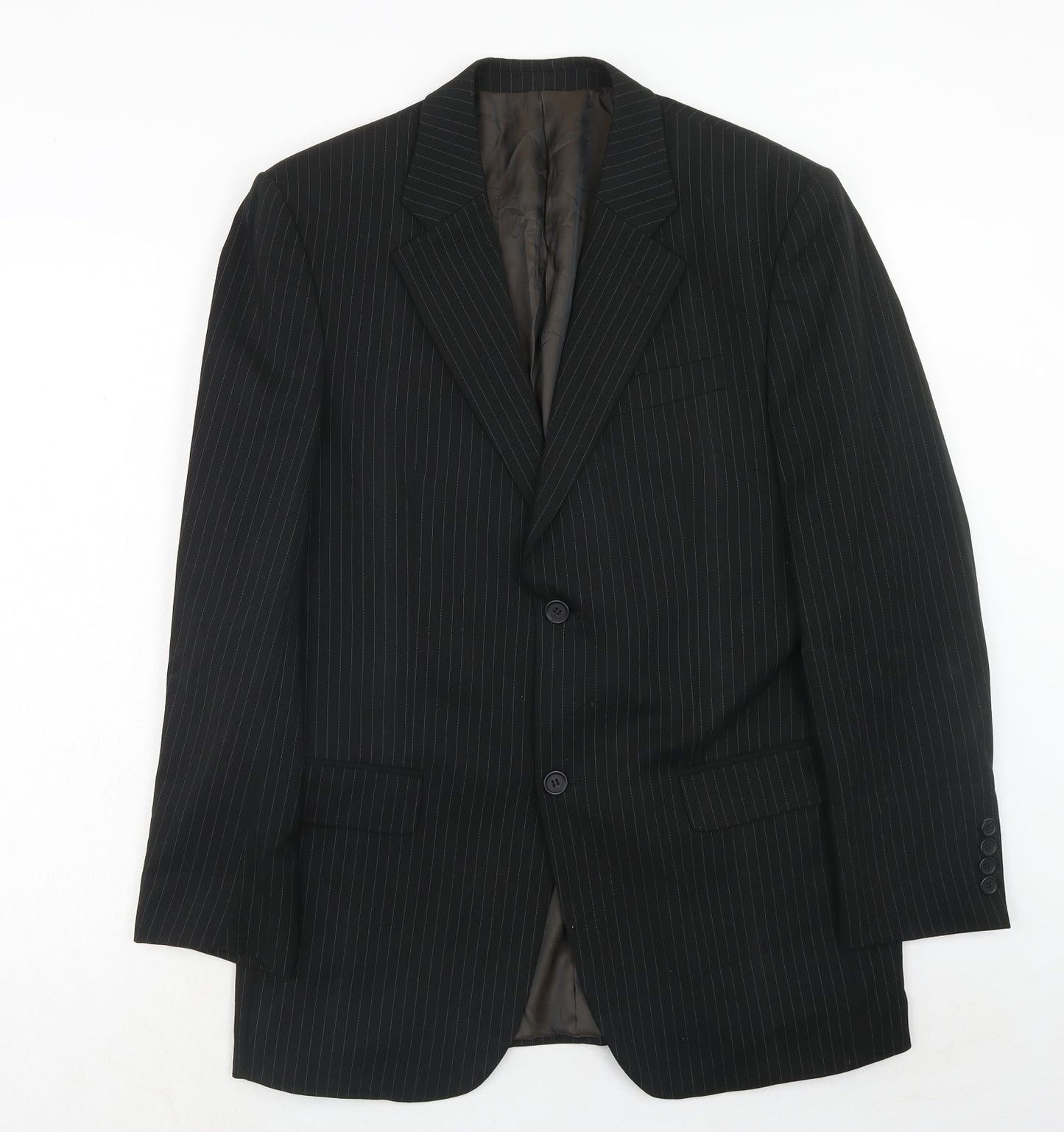 Taylor & Reece Mens Black Striped Polyester Jacket Suit Jacket Size 38 Regular