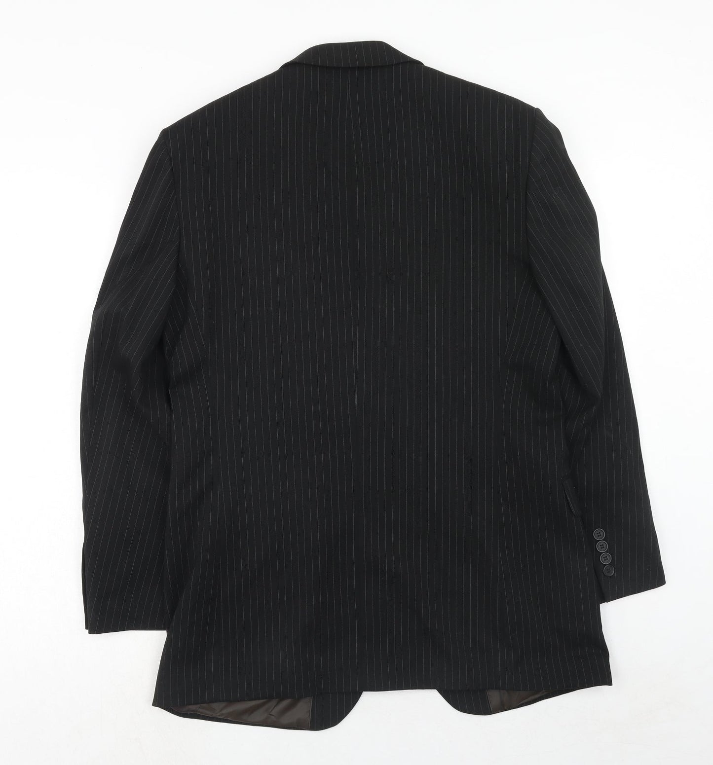 Taylor & Reece Mens Black Striped Polyester Jacket Suit Jacket Size 38 Regular