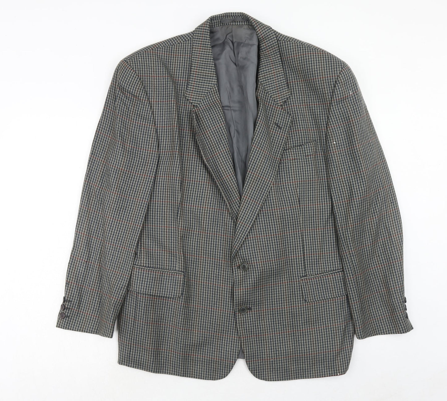 Burton Mens Grey Geometric Wool Jacket Suit Jacket Size 42 Regular