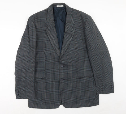 Berkertex Mens Blue Plaid Polyester Jacket Suit Jacket Size 42 Regular