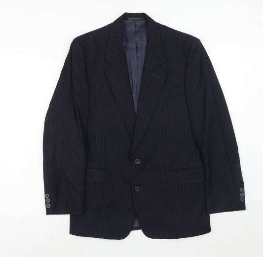 BHS Mens Blue Striped Wool Jacket Suit Jacket Size 36 Regular