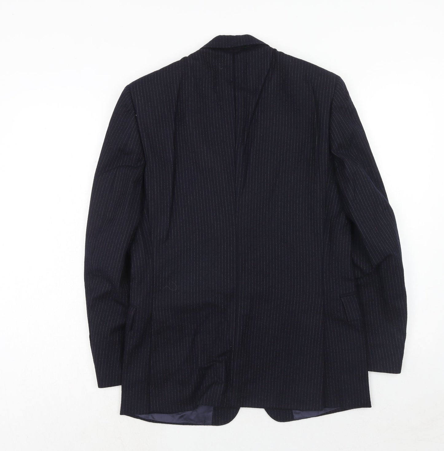 BHS Mens Blue Striped Wool Jacket Suit Jacket Size 36 Regular