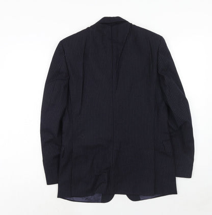 BHS Mens Blue Striped Wool Jacket Suit Jacket Size 36 Regular