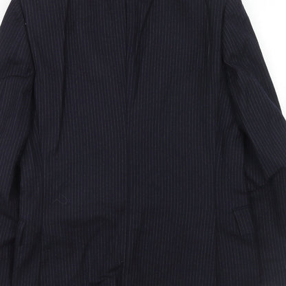 BHS Mens Blue Striped Wool Jacket Suit Jacket Size 36 Regular