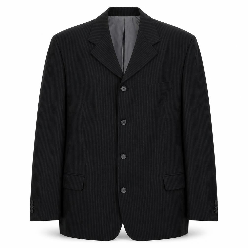 River Island Mens Black Striped Wool Jacket Suit Jacket Size 42 Regular