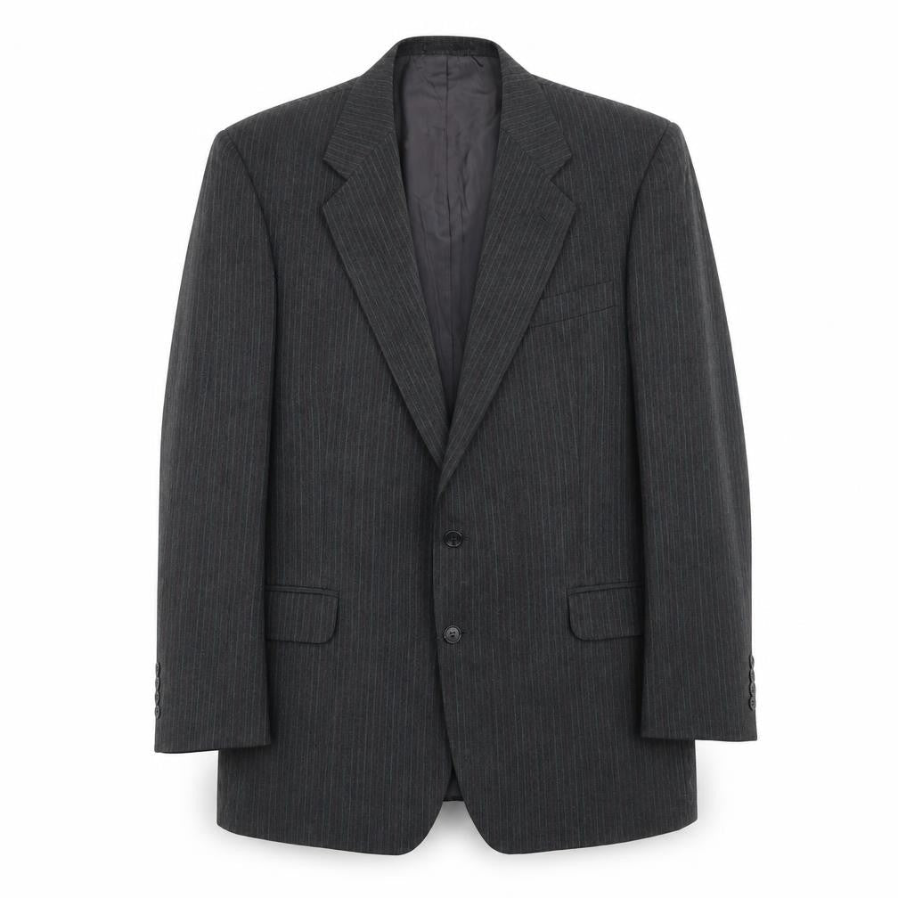 St.Michael Mens Grey Striped Wool Jacket Suit Jacket Size 42 Regular