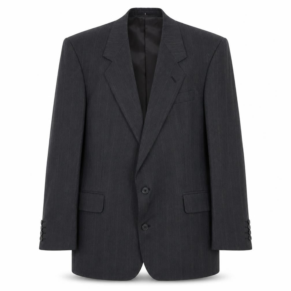 Time & Co Mens Grey Striped Polyester Jacket Suit Jacket Size 40 Regular