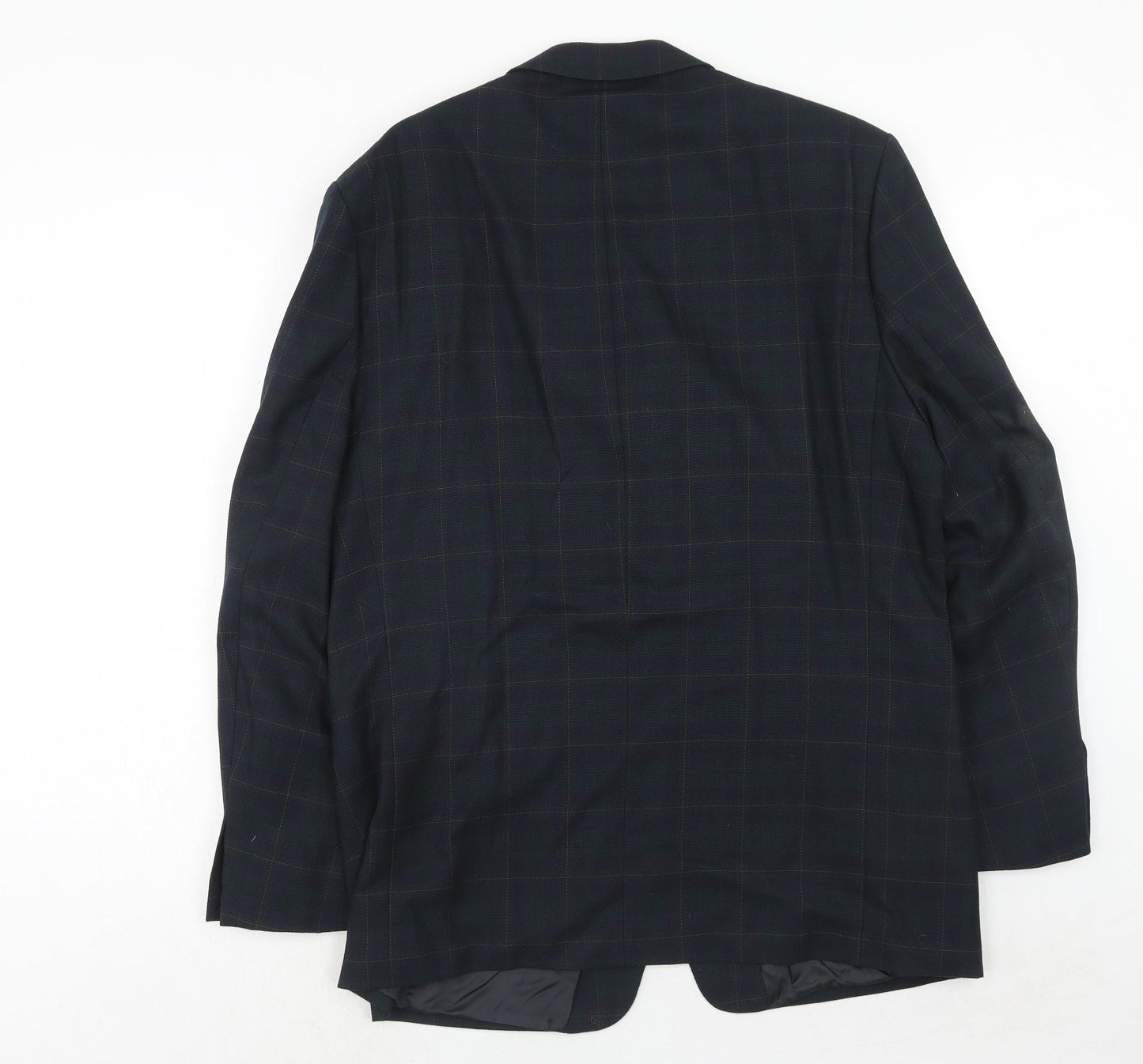 Greenwoods Classic Mens Blue Plaid Polyester Jacket Suit Jacket Size 42 Regular