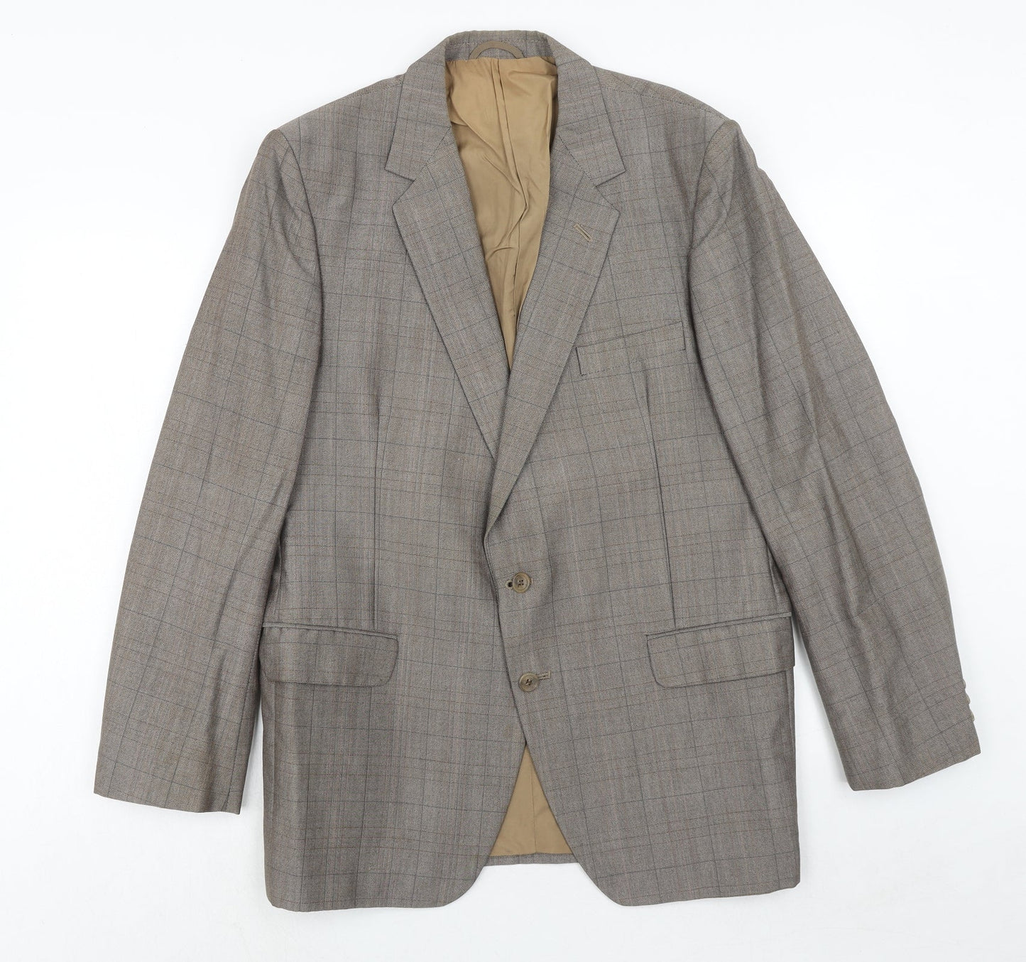 maenson Mens Brown Plaid Wool Jacket Blazer Size 40 Regular