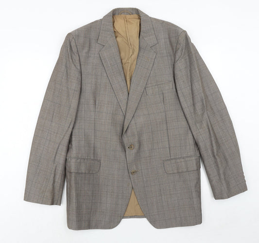 maenson Mens Brown Plaid Wool Jacket Blazer Size 40 Regular