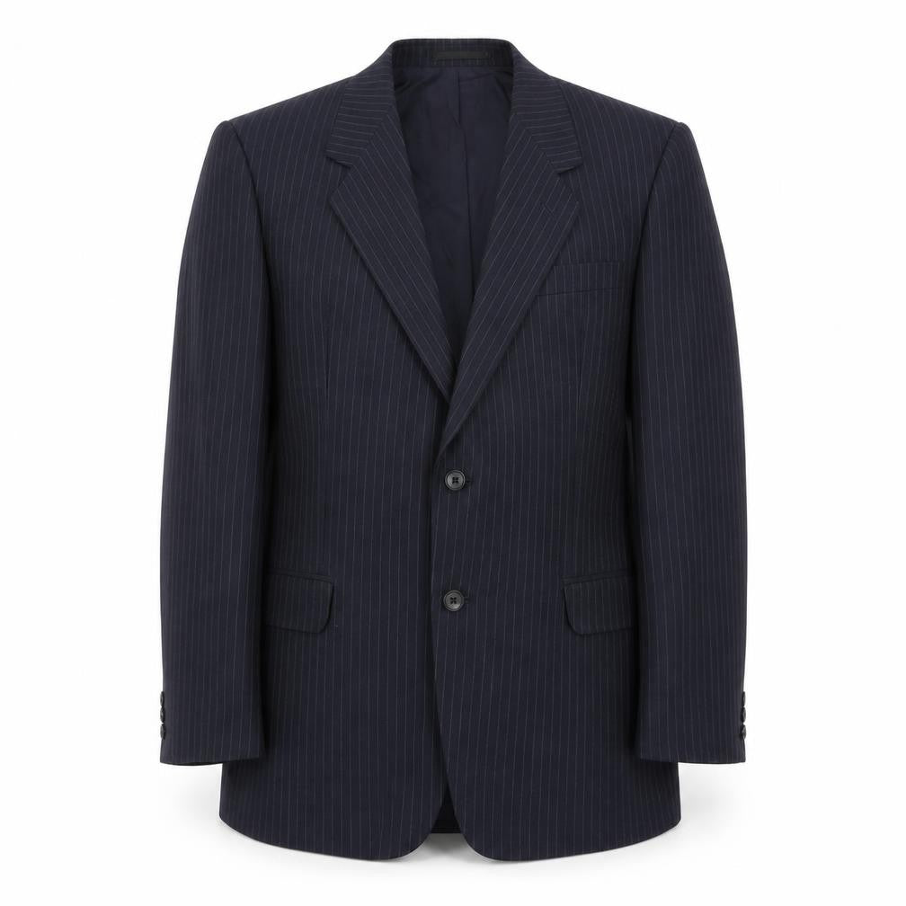 C&A Mens Blue Striped Polyester Jacket Suit Jacket Size 44 Regular