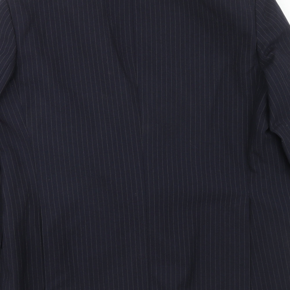 C&A Mens Blue Striped Polyester Jacket Suit Jacket Size 44 Regular