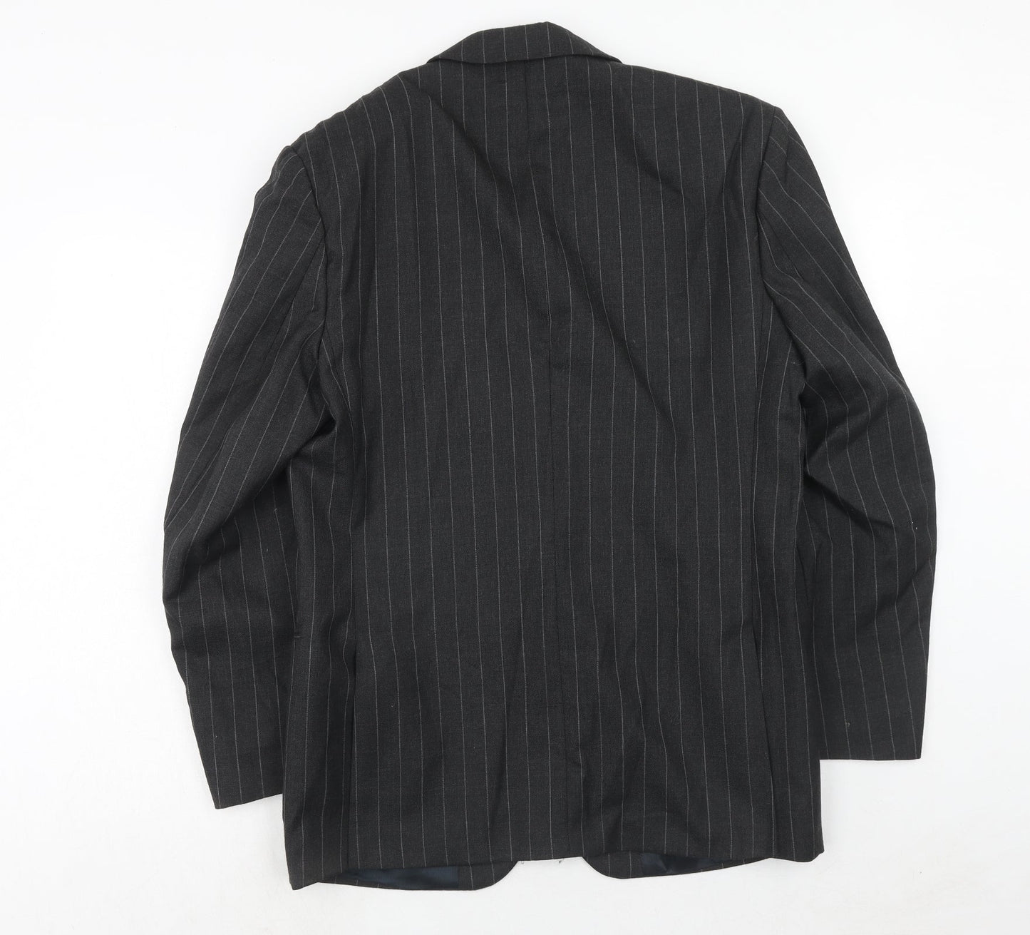 Periscope Mens Grey Striped Polyester Jacket Suit Jacket Size 40 Regular