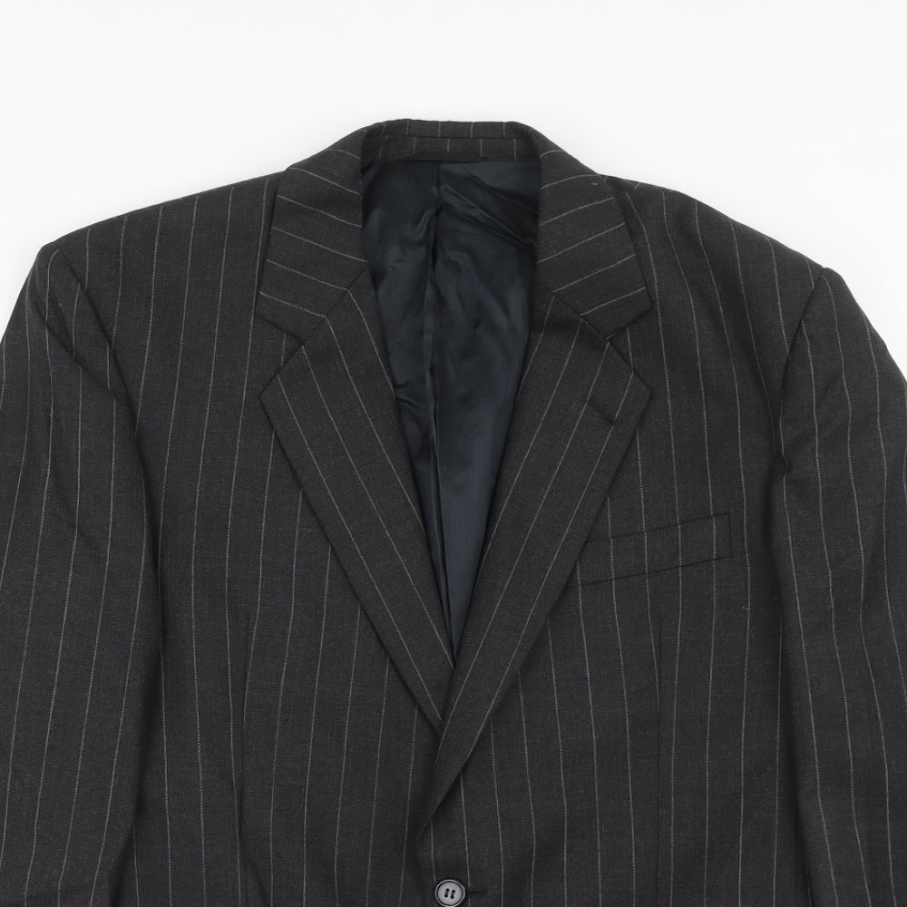 Periscope Mens Grey Striped Polyester Jacket Suit Jacket Size 40 Regular
