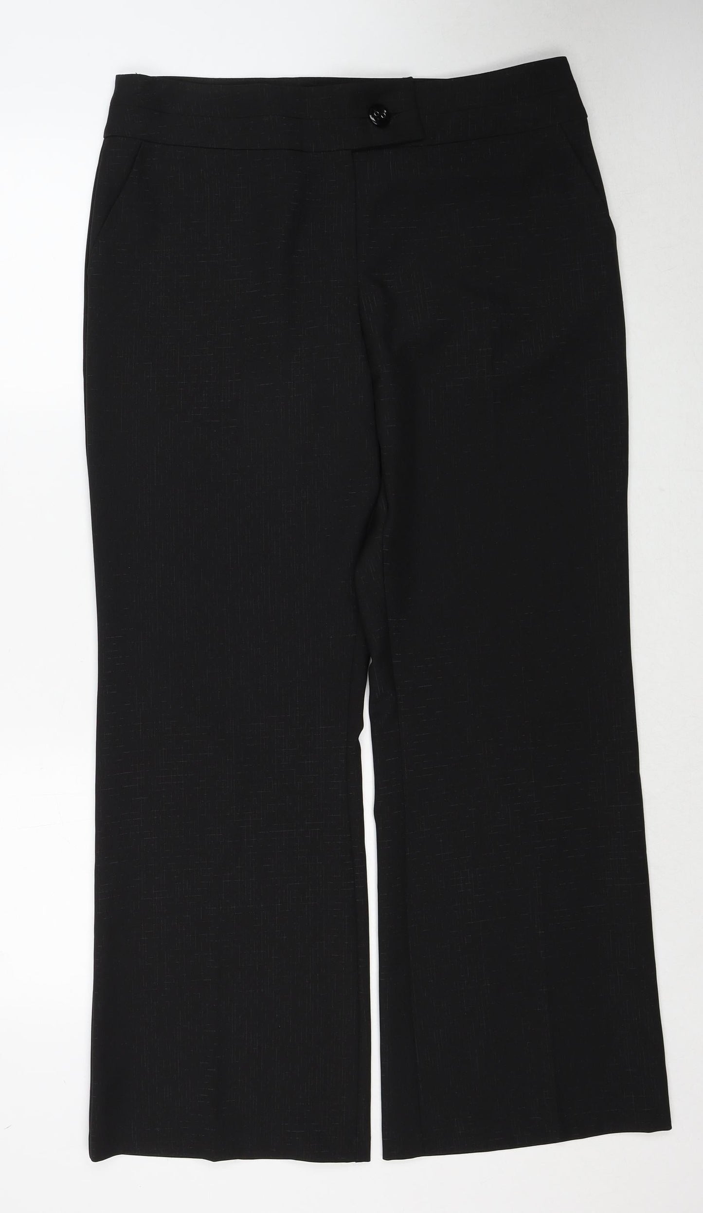 M&Co Womens Black Polyester Dress Pants Trousers Size 14 Regular Zip