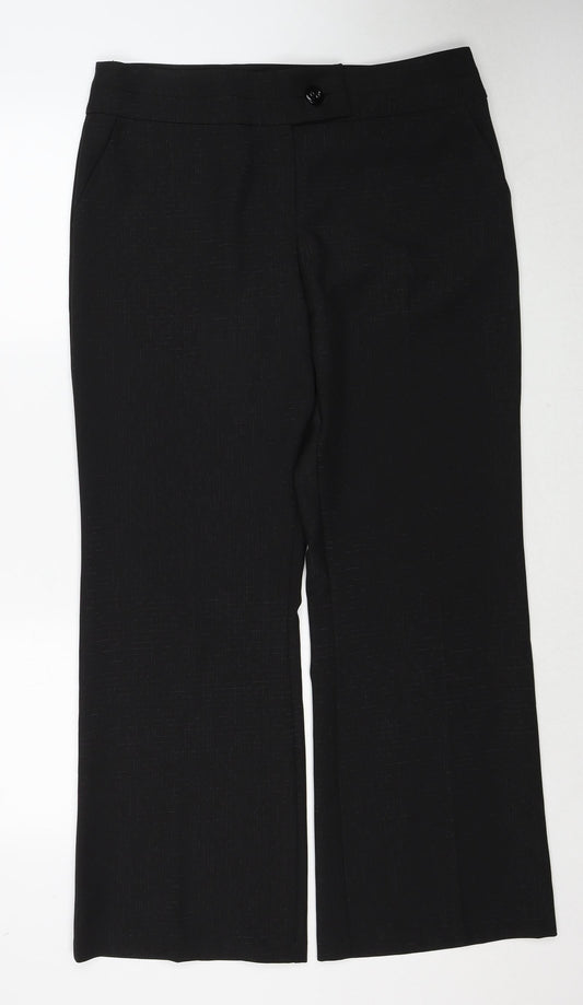 M&Co Womens Black Polyester Dress Pants Trousers Size 14 Regular Zip