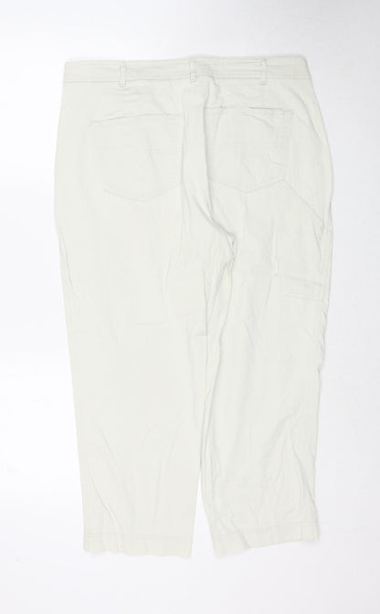 Bianca Womens Ivory Polyester Cropped Trousers Size 18 Regular Zip