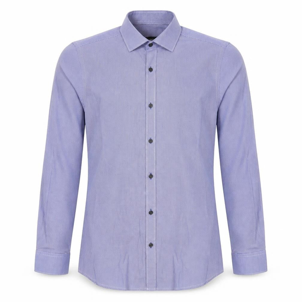 Next Mens Blue Check Polyester Dress Shirt Size 14.5 Collared Button