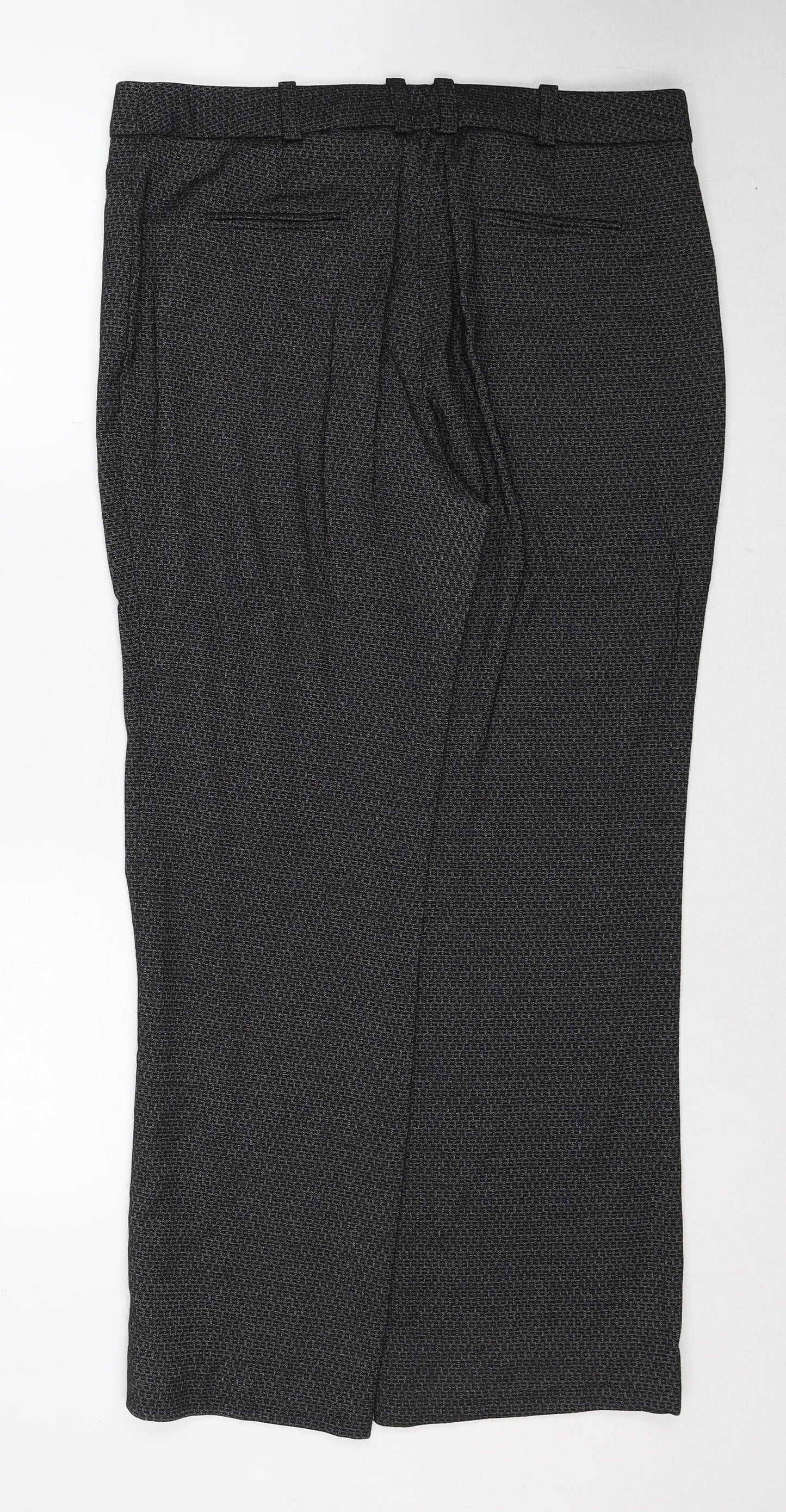 NEXT Womens Black Geometric Polyester Trousers Size 12 Regular Zip