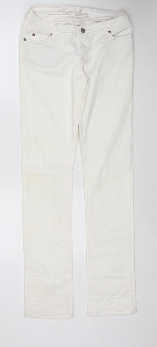 Nougat Womens Ivory Cotton Straight Jeans Size 27 in Regular Zip