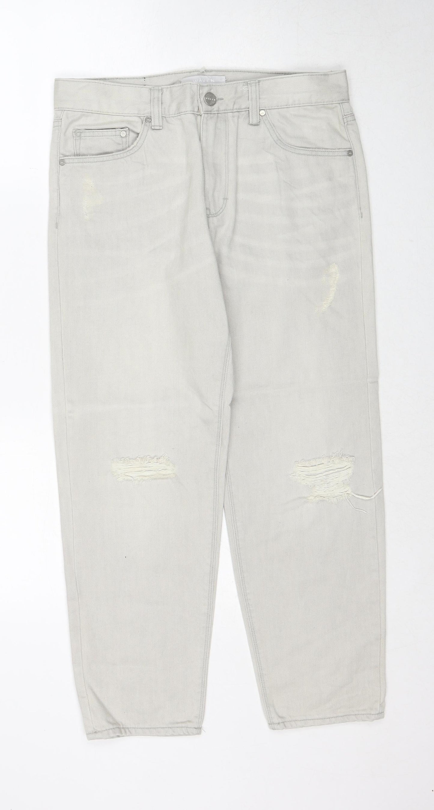 Waven Womens Grey Cotton Mom Jeans Size 8 Regular Zip