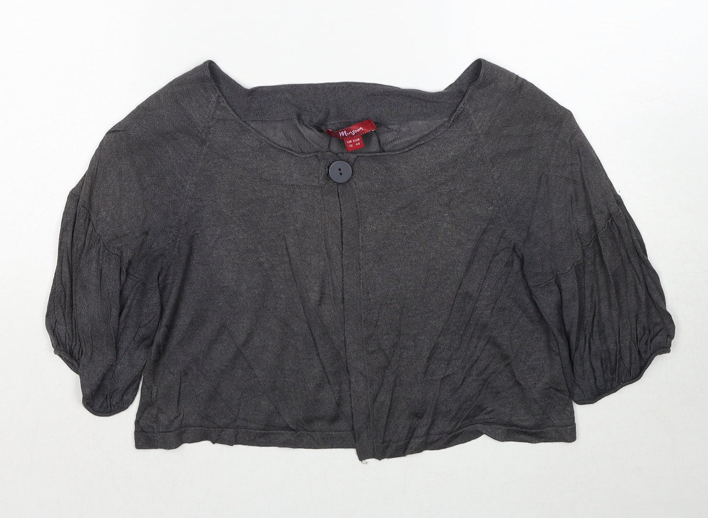 Monsoon Womens Grey Boat Neck Viscose Cardigan Jumper Size 12
