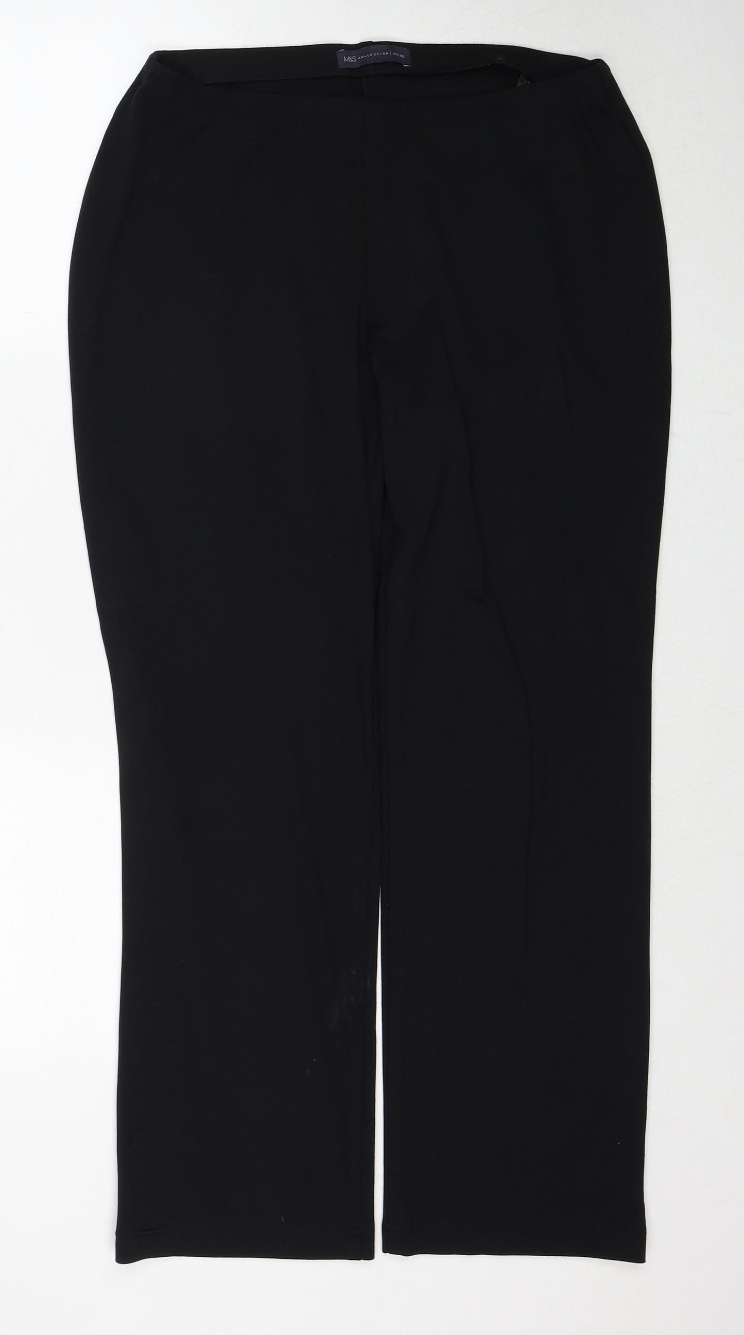 Marks and Spencer Womens Black Viscose Trousers Size 12 Regular