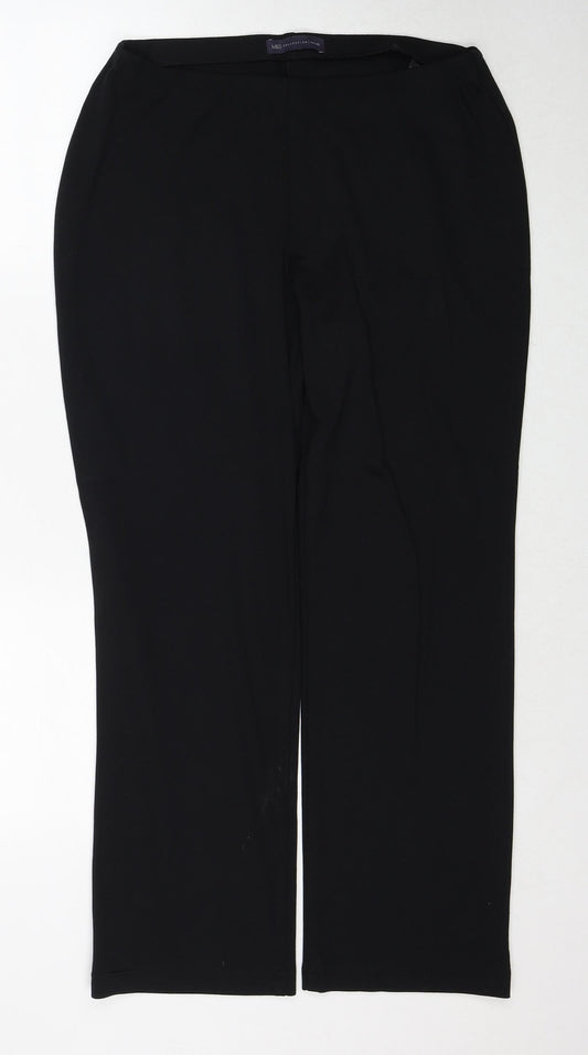 Marks and Spencer Womens Black Viscose Trousers Size 12 Regular