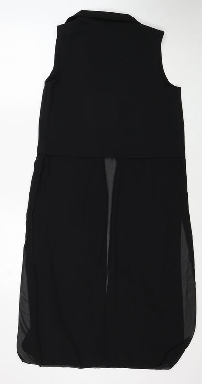 Boohoo Womens Black Polyester Basic Blouse Size M V-Neck