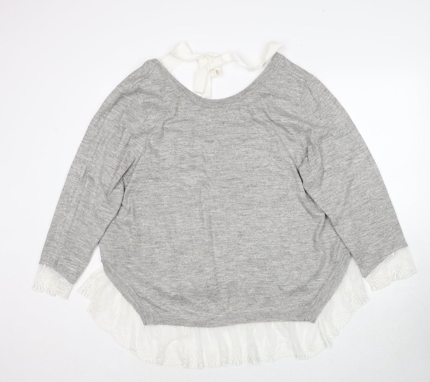 Divided by H&M Womens Grey Round Neck Acrylic Pullover Jumper Size 2XL - Shirt Insert