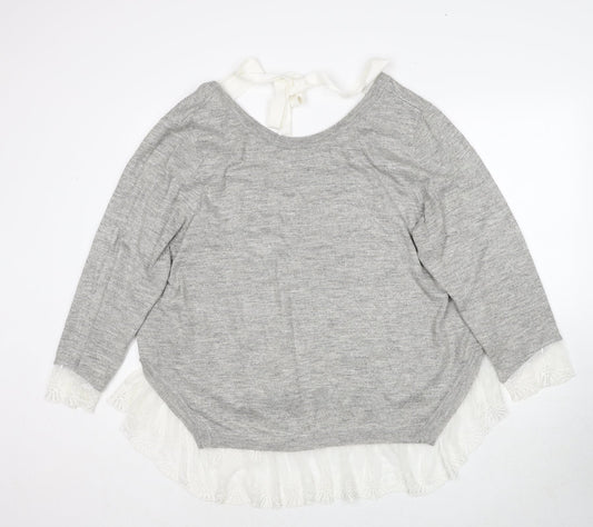 Divided by H&M Womens Grey Round Neck Acrylic Pullover Jumper Size 2XL - Shirt Insert