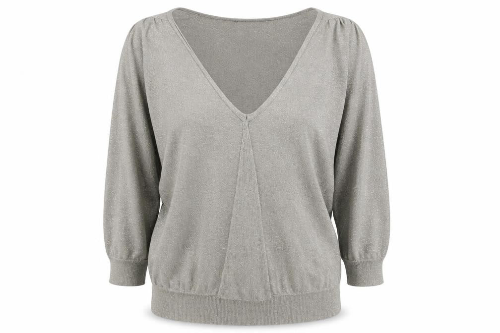 Topshop Womens Grey V-Neck Viscose Pullover Jumper Size 10