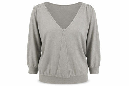 Topshop Womens Grey V-Neck Viscose Pullover Jumper Size 10