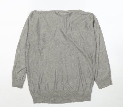 Topshop Womens Grey V-Neck Viscose Pullover Jumper Size 10