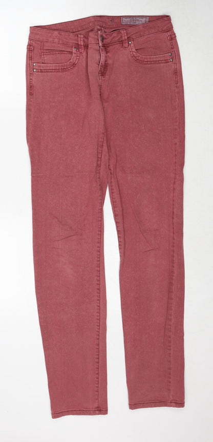 EDC Womens Pink Cotton Straight Jeans Size 12 Regular Zip
