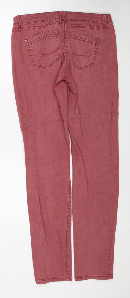 EDC Womens Pink Cotton Straight Jeans Size 12 Regular Zip