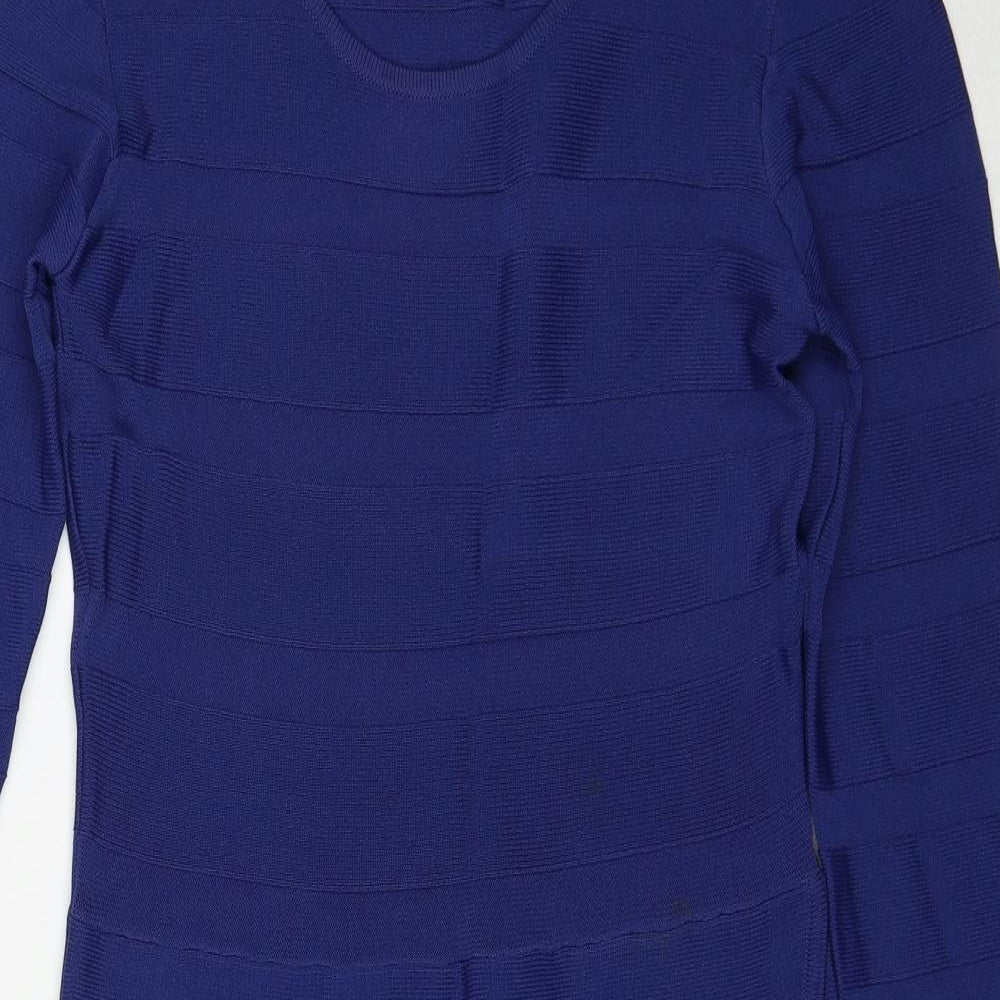 Great Plains Womens Blue Viscose A-Line Size S Round Neck Pullover