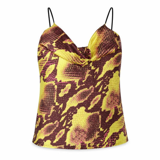 Boohoo Womens Multicoloured Geometric Polyester Basic Tank Size 6 Cowl Neck