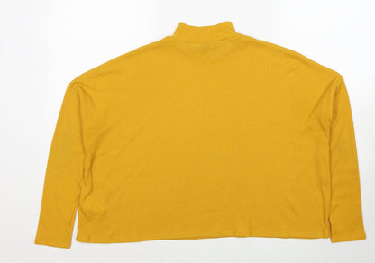 Divided by H&M Womens Yellow Mock Neck Polyester Pullover Jumper Size S