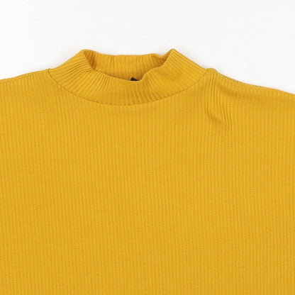 Divided by H&M Womens Yellow Mock Neck Polyester Pullover Jumper Size S