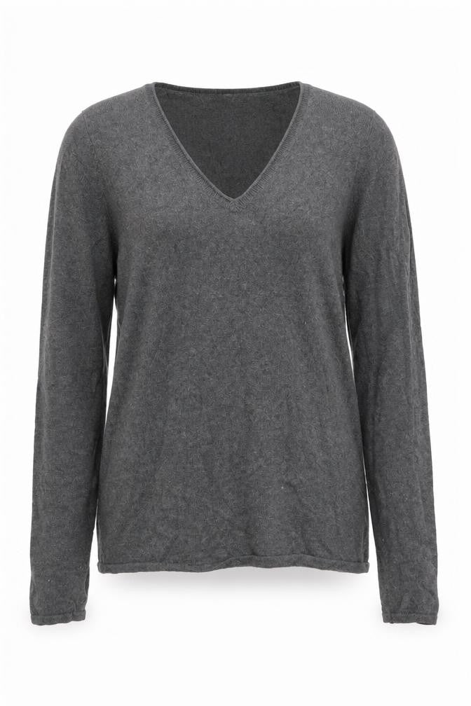 Sud Express Womens Grey V-Neck Cotton Pullover Jumper Size S - All That Art