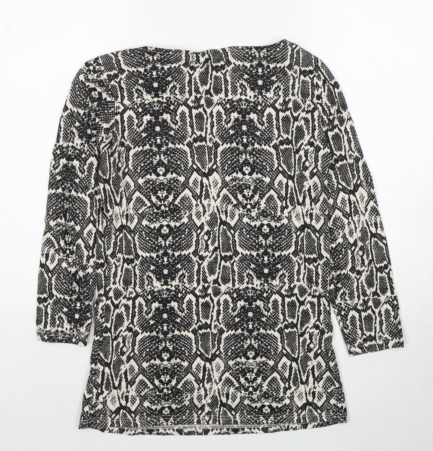 Dorothy Perkins Womens Black Geometric Cotton Basic Blouse Size 10 Round Neck