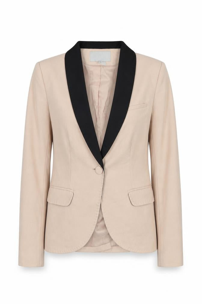 H&M Womens Beige Polyester Jacket Suit Jacket Size 4