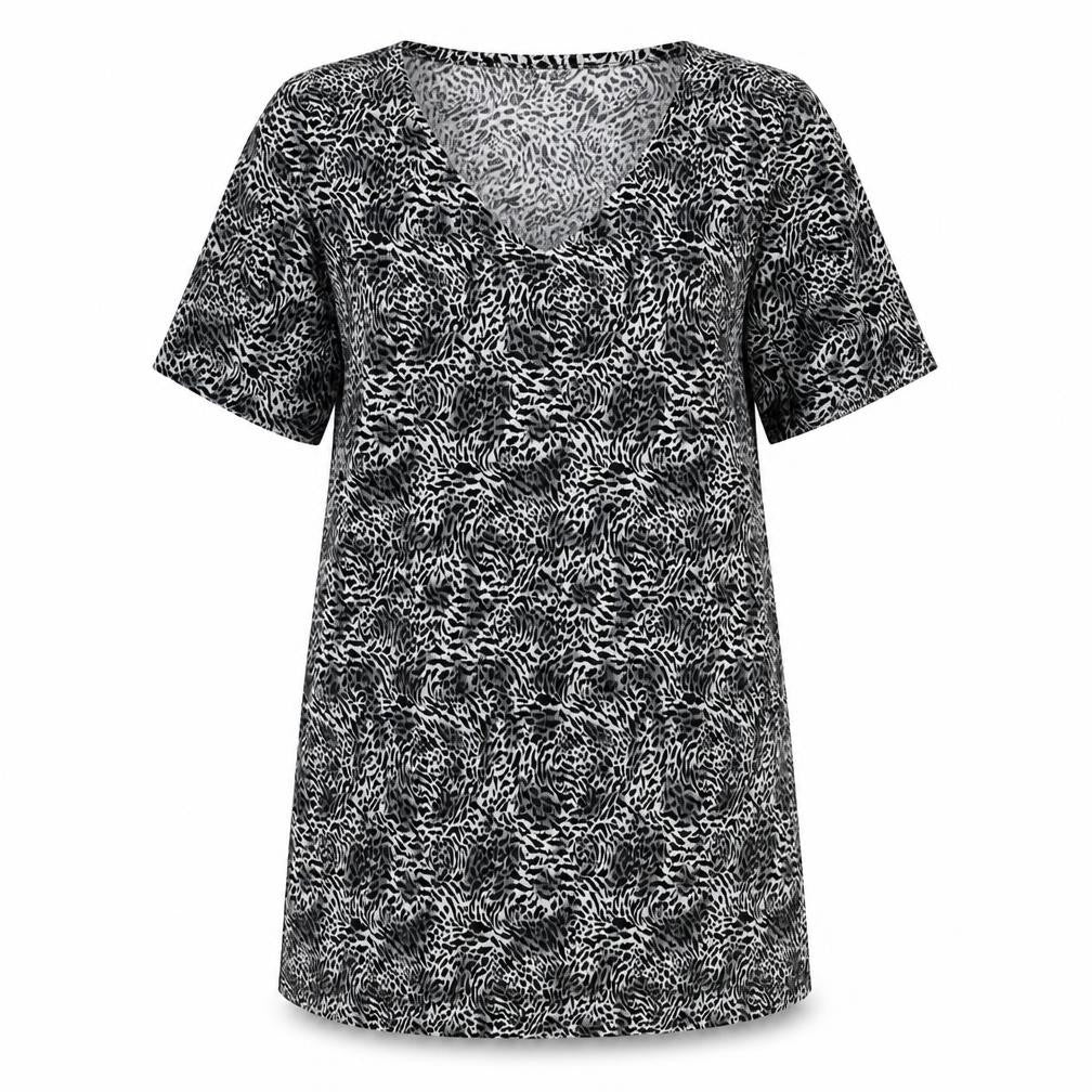 Berkertex Womens Black Geometric Polyester Basic T-Shirt Size 12 Round Neck